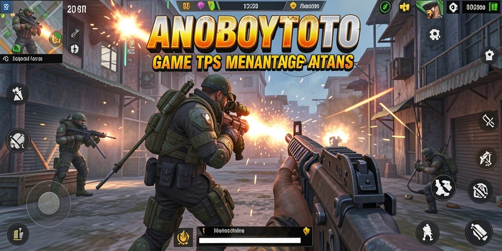 Tampilan aksi seru dari gameplay ANOBOYTOTO dalam mode TPS.