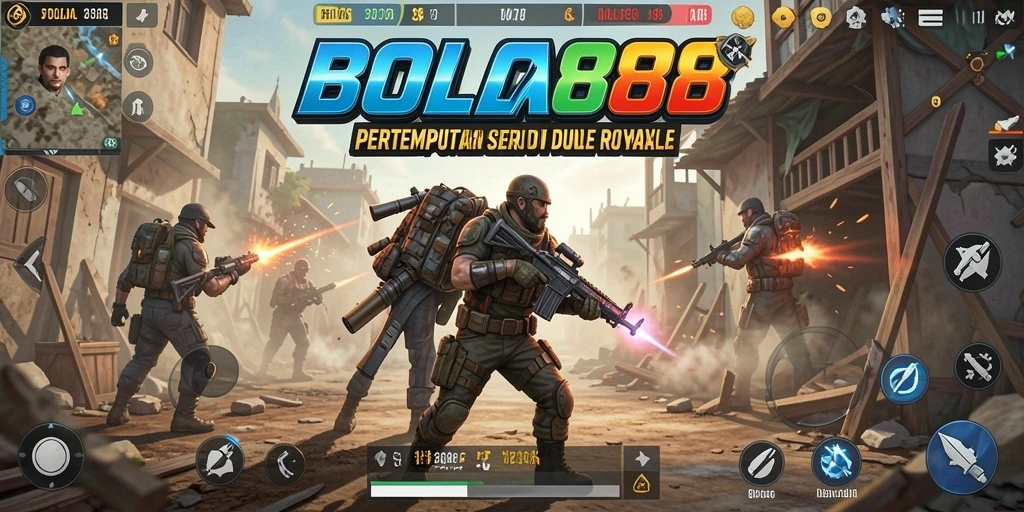 Gameplay intens BOLA88 dalam pertempuran Battle Royale.