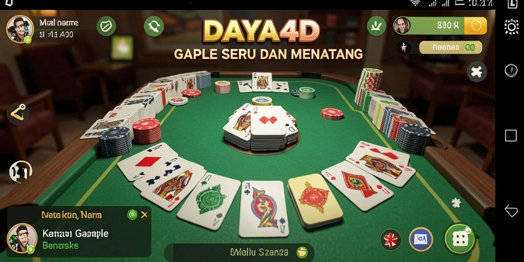 Screenshot gameplay DAYA4D yang menampilkan suasana seru bermain Gaple.