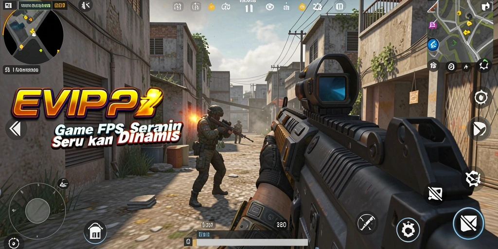 Tampilan gameplay seru EVIP2 dengan aksi FPS cepat.
