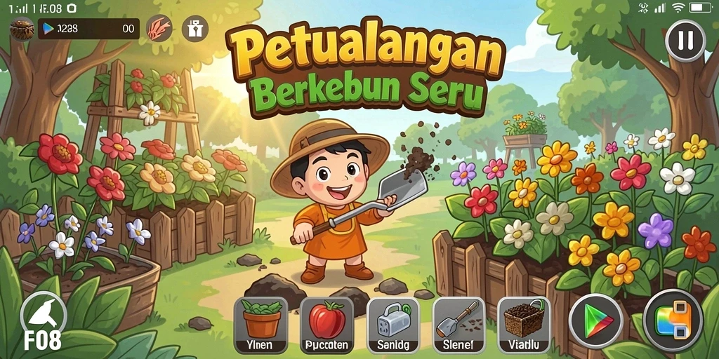 Gameplay seru F08 dengan berbagai aktivitas bertani.