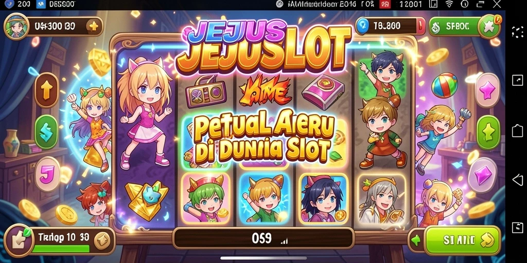 Tampilan gameplay JEJUSLOT dengan karakter anime yang menarik.