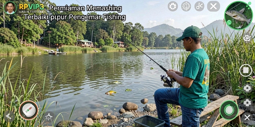 Screenshot RPVIP3 menampilkan gameplay memancing yang seru dan mendebarkan.
